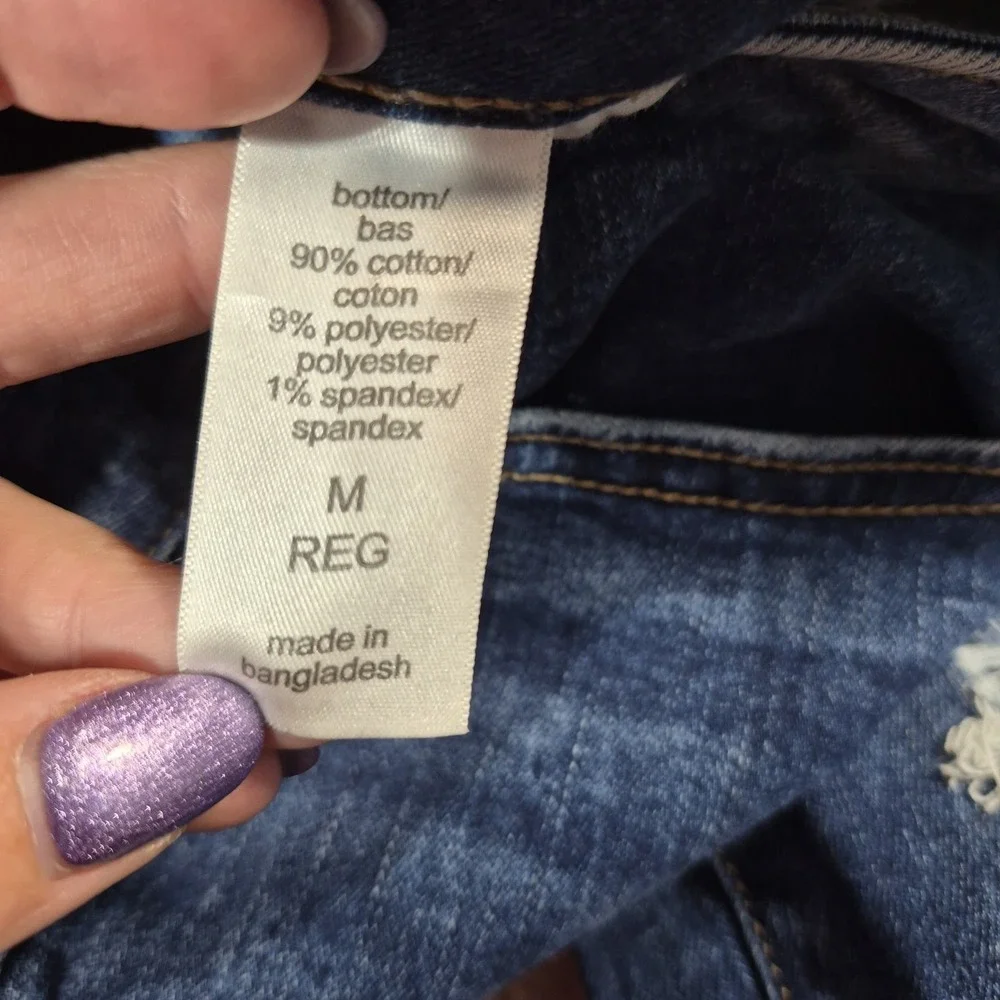 Maurices mid-rise distressed dark wash ripped knees skinny jeans Womens size Med